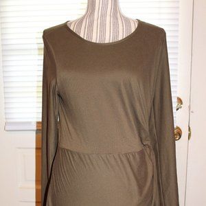Olive side cinched wrap dress